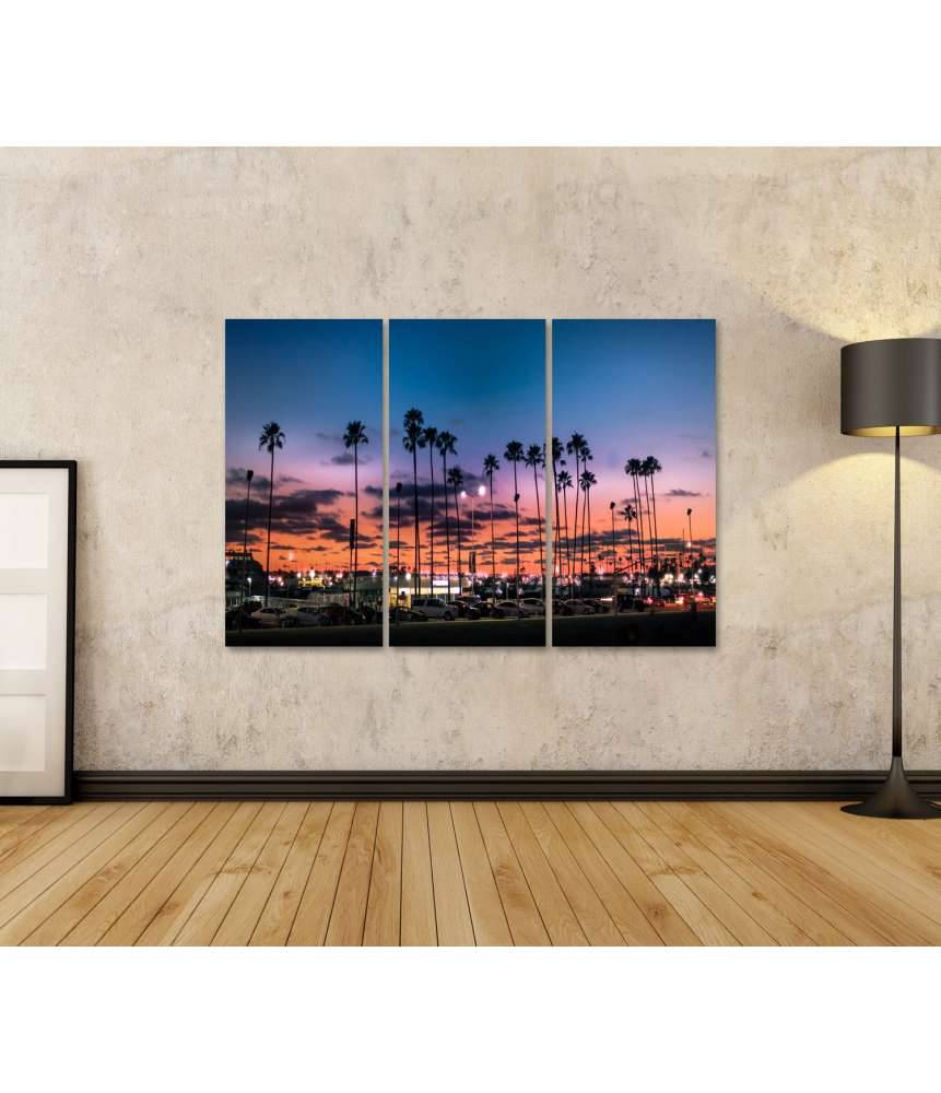 Islandburner Bild auf Leinwand Atemberaubender Sonnenuntergang über Palmen in Tampa, Florida Kostenloser Versand international