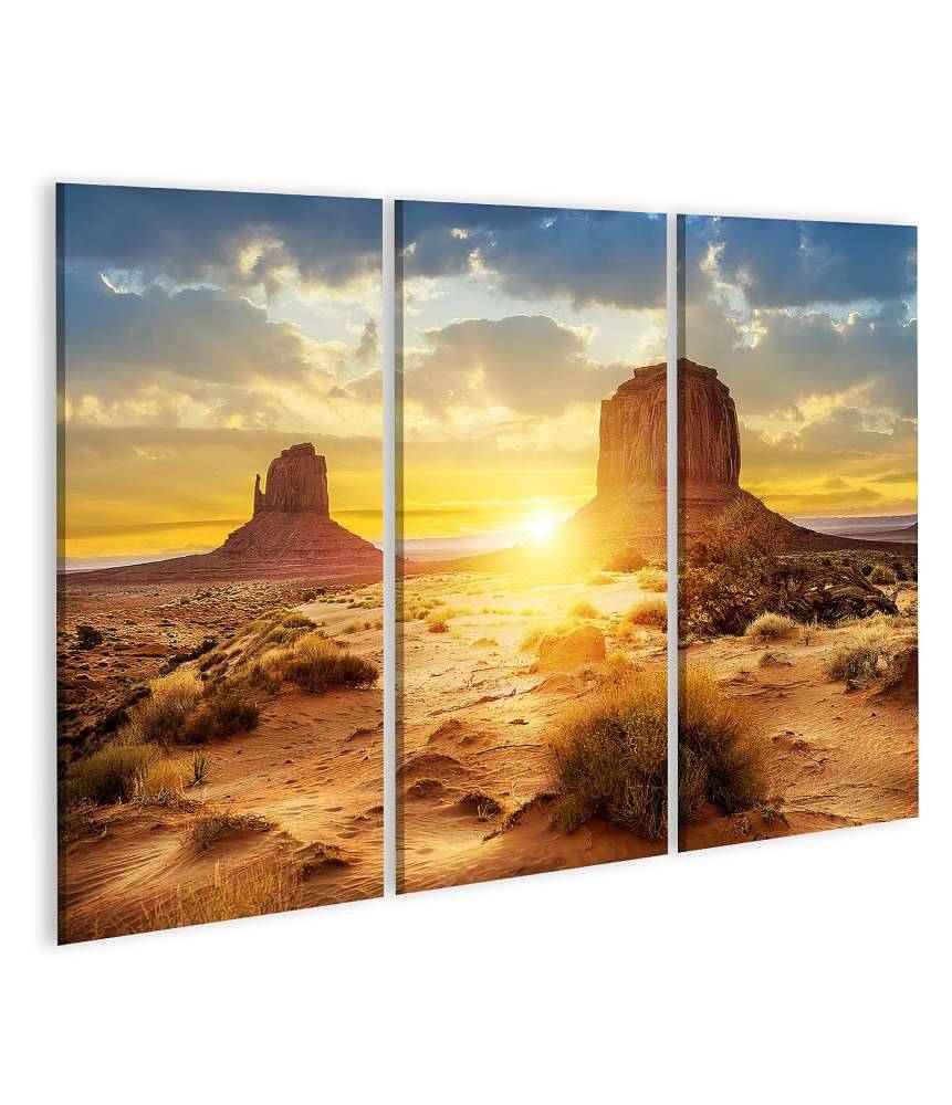 Islandburner Bild auf Leinwand Sonnenuntergang im Monument Valley mit Blick auf Three Sisters Canyon, USA Im Verkauf