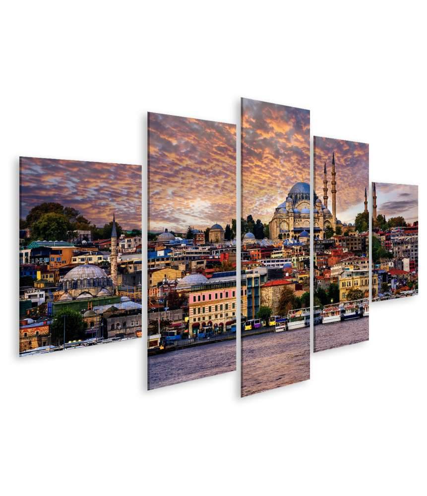 Islandburner Bild auf Leinwand Blick auf das Goldene Horn und die Altstadt von Istanbul, Türkei Auslauf