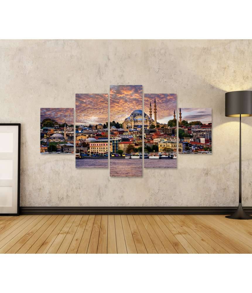 Islandburner Bild auf Leinwand Blick auf das Goldene Horn und die Altstadt von Istanbul, Türkei Auslauf