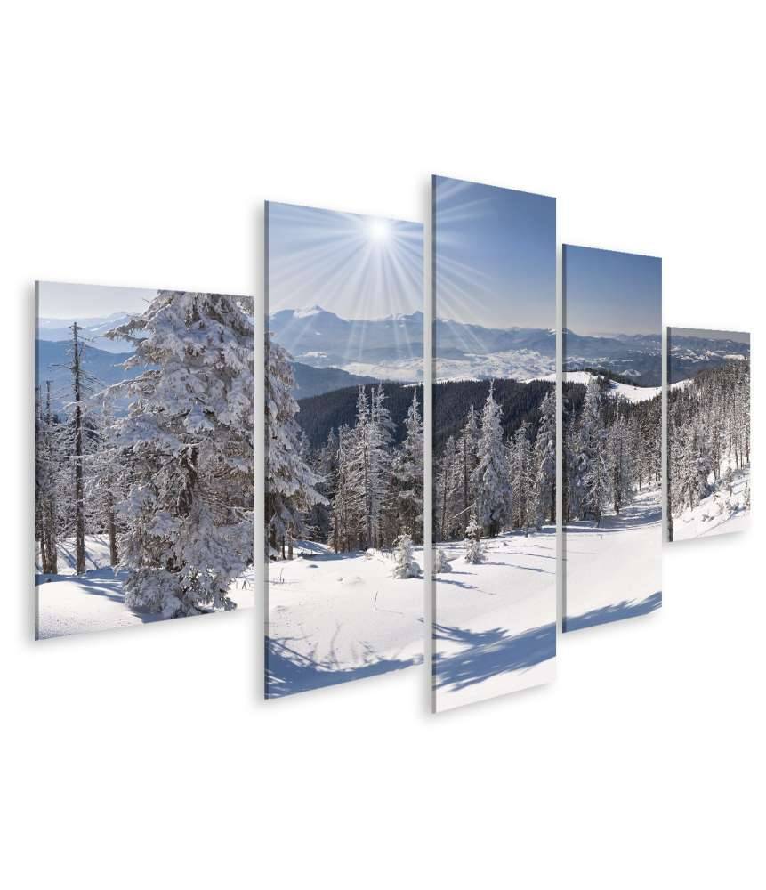 Islandburner Bild auf Leinwand Malerische Winterlandschaft in majestätischen Bergen Angebote