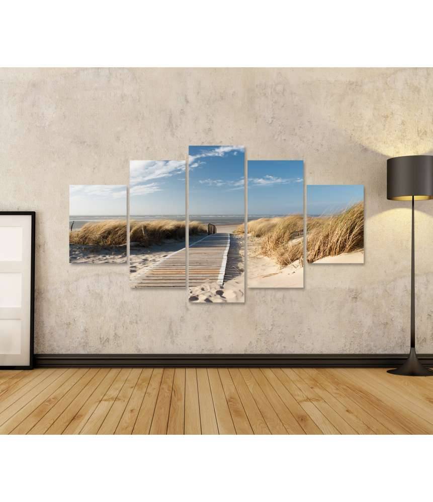 Islandburner Bild auf Leinwand Weg durch Dünen auf Langeoog zum Nordsee-Strand - Wandbild Fabrikverkauf