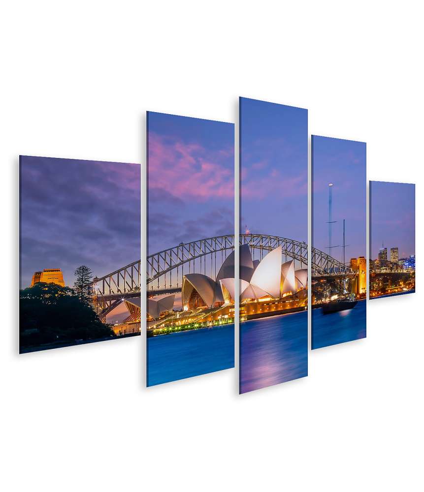 Islandburner Bild auf Leinwand Sonnenuntergang über der Skyline von Downtown Sydney, Australien Günstig kaufen
