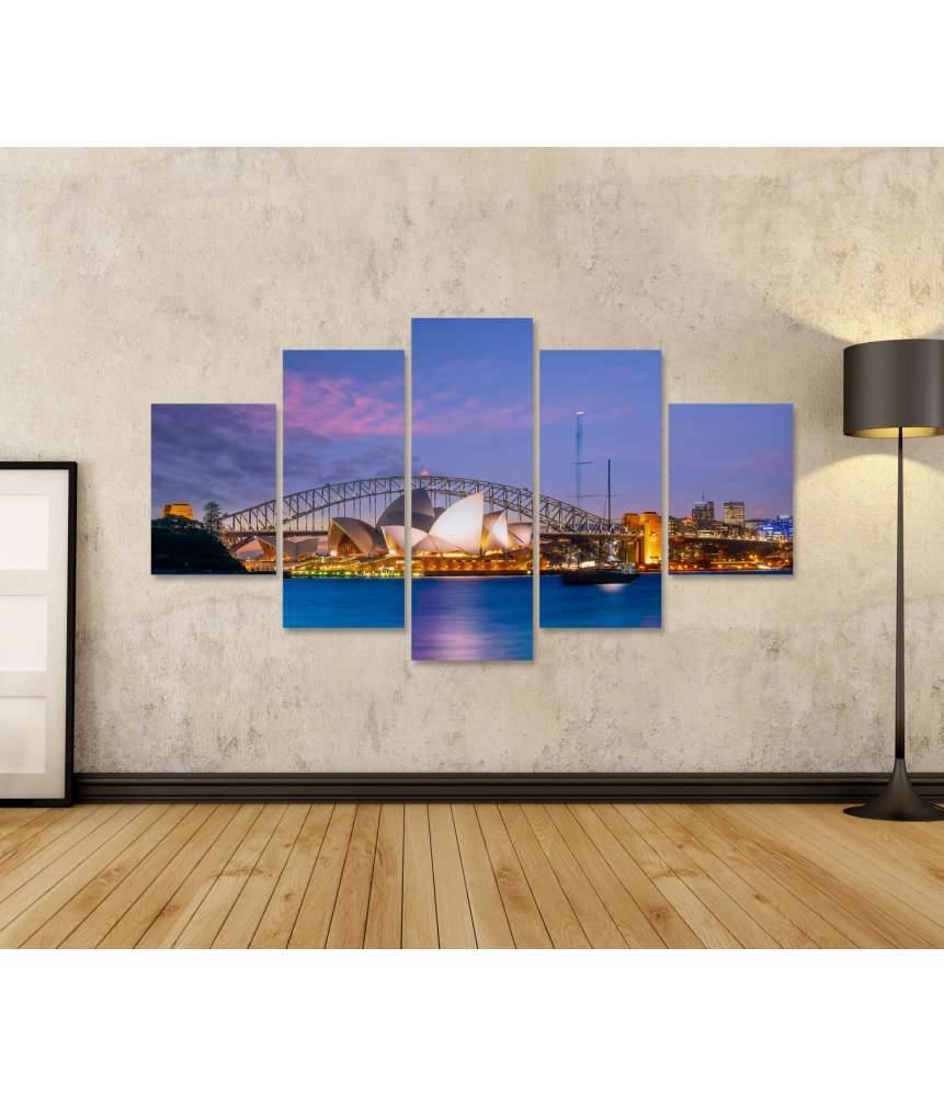 Islandburner Bild auf Leinwand Sonnenuntergang über der Skyline von Downtown Sydney, Australien Günstig kaufen