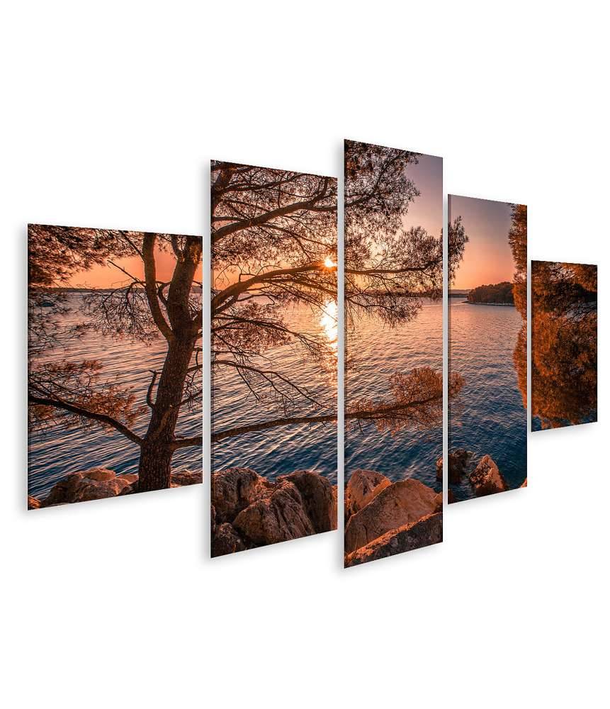 Islandburner Bild auf Leinwand Malerei der malerischen kroatischen Küste zwischen Sibenik und Primosten Versandkostenfrei