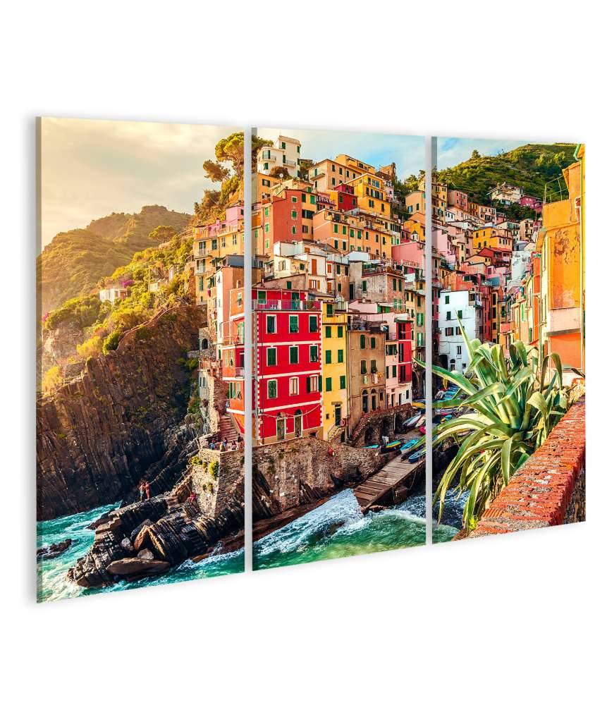 Islandburner Bild auf Leinwand Sonnenuntergang in Riomaggiore, Cinque Terre Nationalpark, Ligurien, Italien