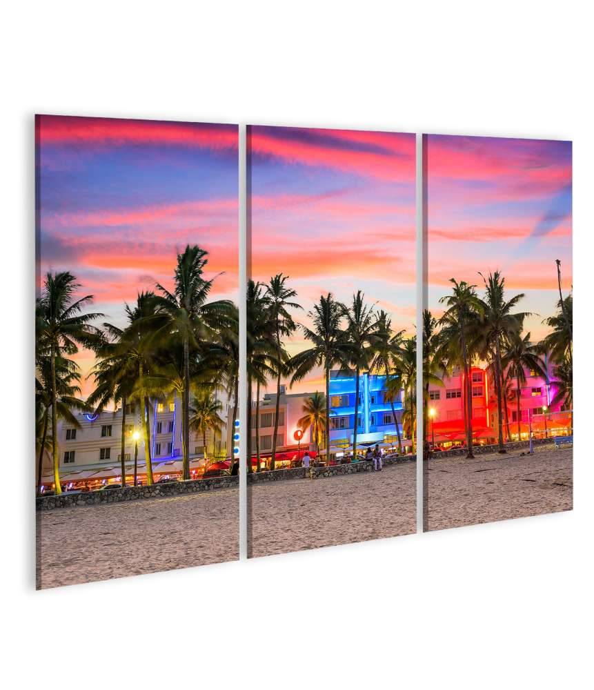 Islandburner Bild auf Leinwand Wandbild am Ocean Drive, Miami Beach, Florida, USA Saisonschlussverkauf
