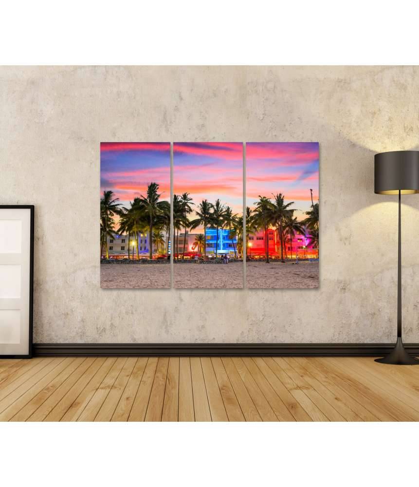 Islandburner Bild auf Leinwand Wandbild am Ocean Drive, Miami Beach, Florida, USA Saisonschlussverkauf