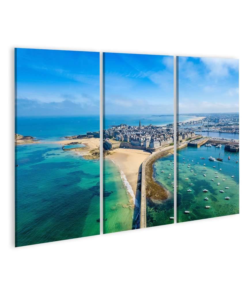 Islandburner Bild auf Leinwand Atemberaubende Luftaufnahme von Saint Malo, Bretagne, Frankreich