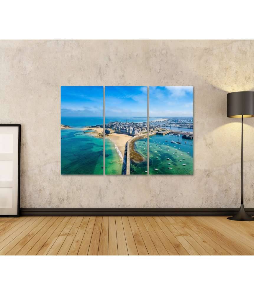 Islandburner Bild auf Leinwand Atemberaubende Luftaufnahme von Saint Malo, Bretagne, Frankreich Vatertagsangebot