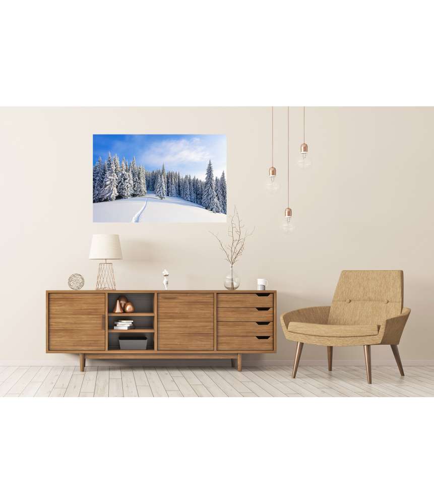 Islandburner XXL Premium Poster Malerische Winterlandschaft mit prächtigen, schneebedeckten Bäumen Online Outlet