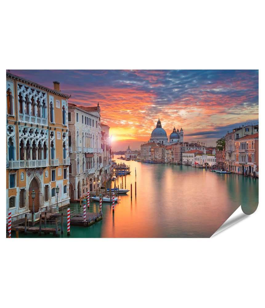 Islandburner XXL Premium Poster Sonnenlichtbestrahltes Venedig: Canale Grande mit Gondoliere Kauf eins, bekomm eins gratis
