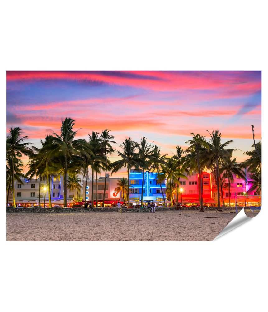 Islandburner XXL Premium Poster Wandbild am Ocean Drive, Miami Beach, Florida, USA Sonderangebote