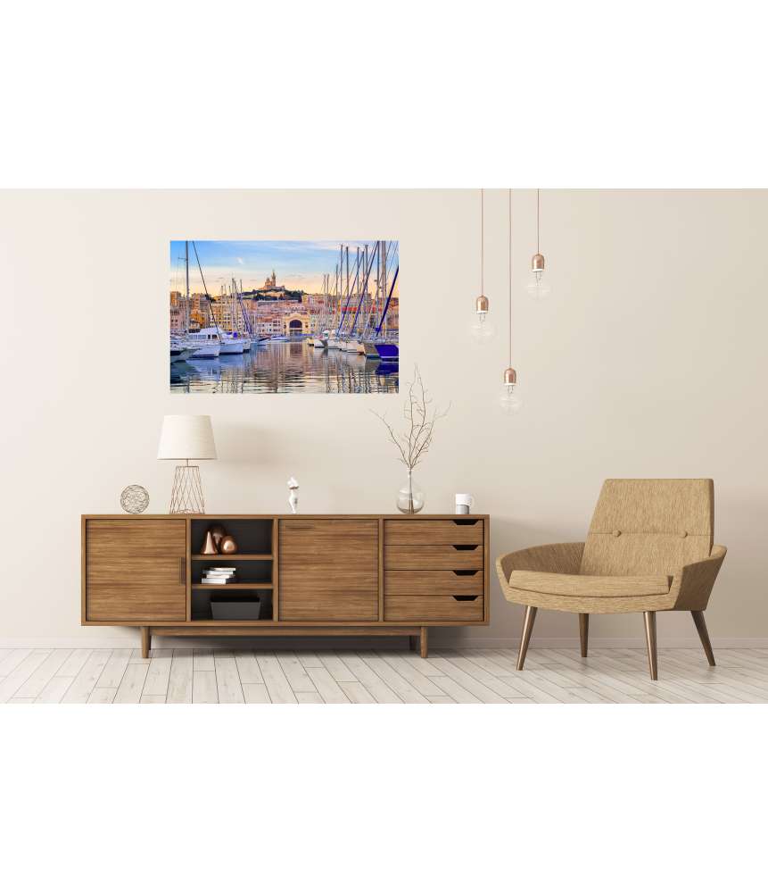 Islandburner XXL Premium Poster Yachten im Alten Vieux Port von Marseille unter der Kathedrale Notre-Dame VIP-Rabatte