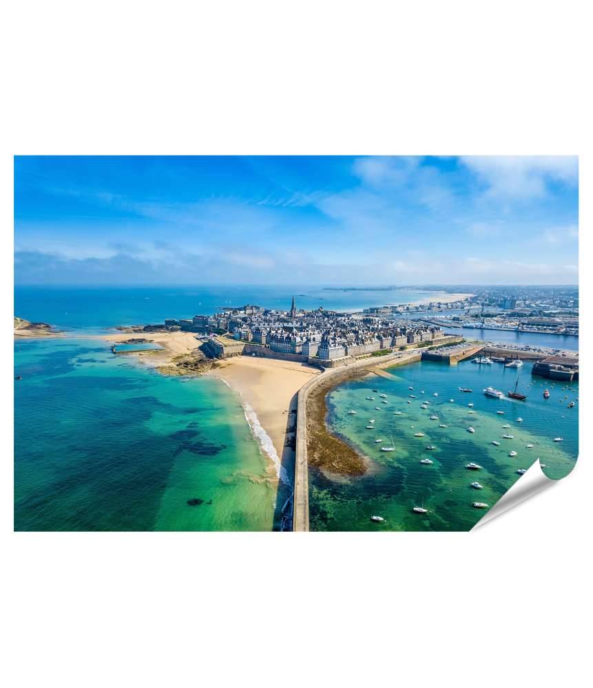 Islandburner XXL Premium Poster Atemberaubende Luftaufnahme von Saint Malo, Bretagne, Frankreich Kostenlose Rückgabe