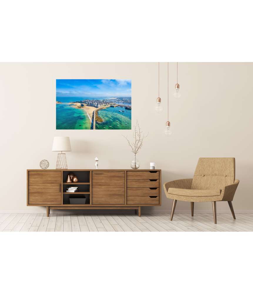 Islandburner XXL Premium Poster Atemberaubende Luftaufnahme von Saint Malo, Bretagne, Frankreich Kostenlose Rückgabe