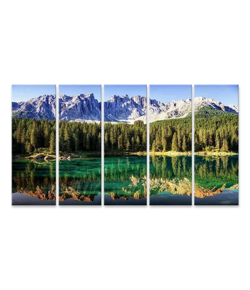 Islandburner Bild auf Leinwand Blick auf den malerischen Karersee in den italienischen Dolomiten Letzte 3 Tage