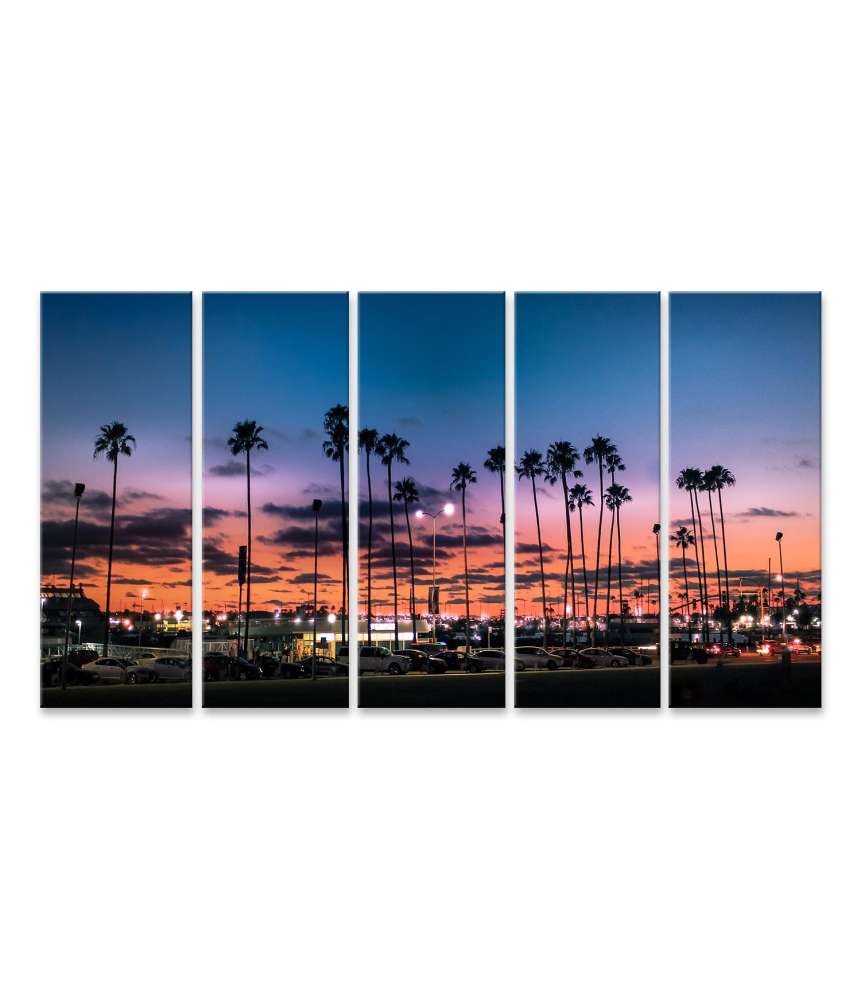 Islandburner Bild auf Leinwand Atemberaubender Sonnenuntergang über Palmen in Tampa, Florida