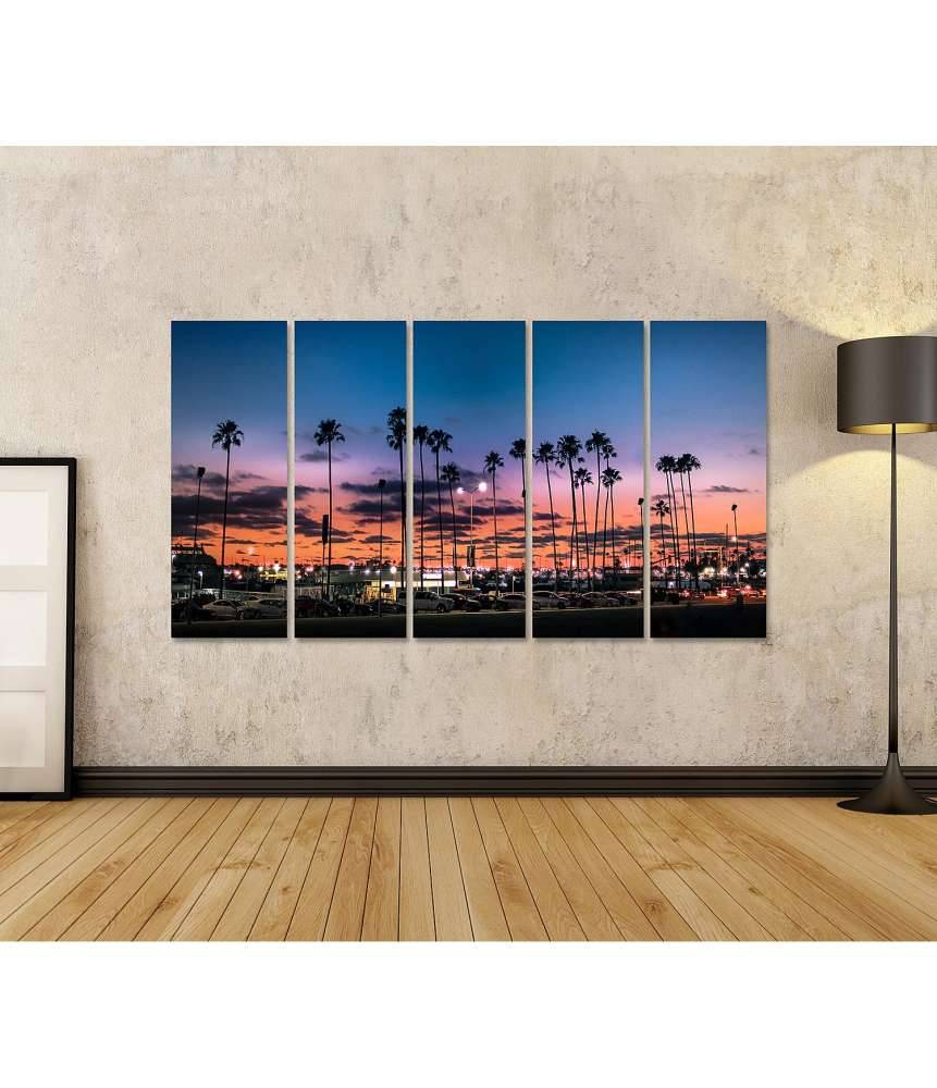 Islandburner Bild auf Leinwand Atemberaubender Sonnenuntergang über Palmen in Tampa, Florida Letzter Tag