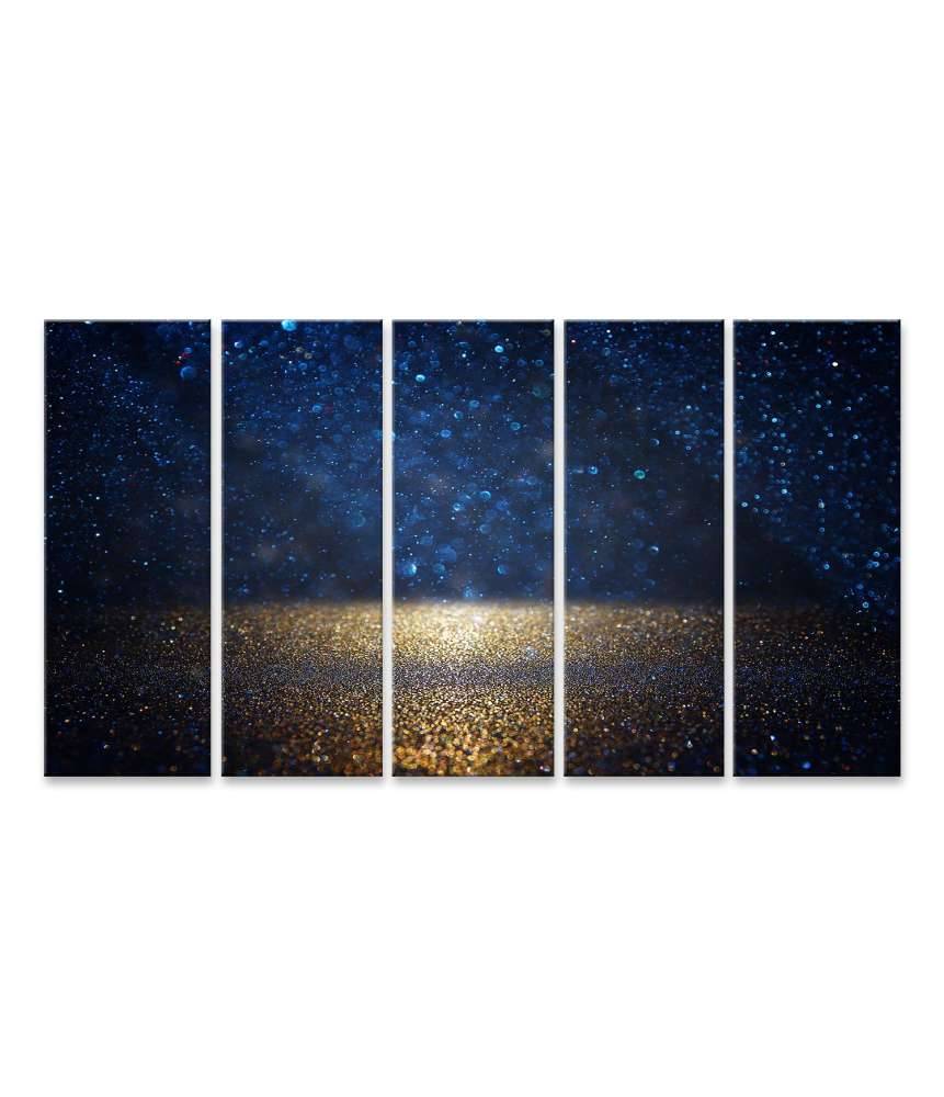 Islandburner Bild auf Leinwand Vintage Wandbild mit funkelnden Lichtern in Schwarz, Blau und Gold Bis zu 50% Rabatt