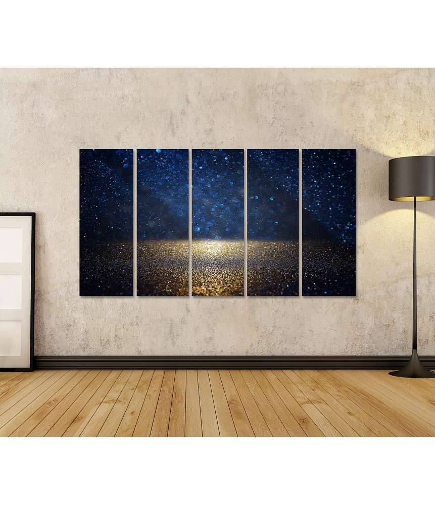 Islandburner Bild auf Leinwand Vintage Wandbild mit funkelnden Lichtern in Schwarz, Blau und Gold Bis zu 50% Rabatt