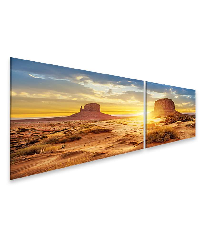 Islandburner Bild auf Leinwand Sonnenuntergang im Monument Valley mit Blick auf Three Sisters Canyon, USA Begrenzt auf 3 Tage