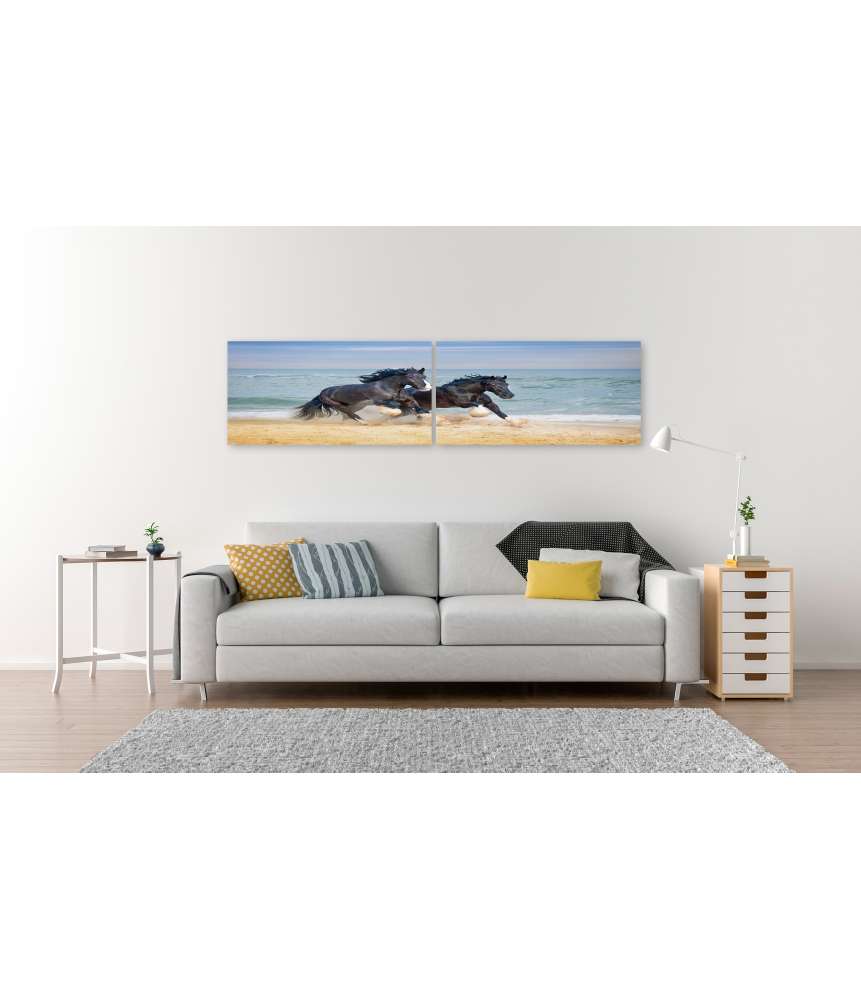 Islandburner Bild auf Leinwand Großes Wandbild mit zwei majestätischen Pferden für Kinderzimmer Hotsell