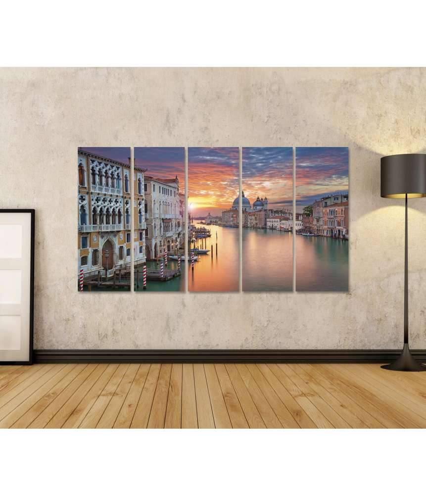 Islandburner Bild auf Leinwand Sonnenlichtbestrahltes Venedig: Canale Grande mit Gondoliere Meist gekauft