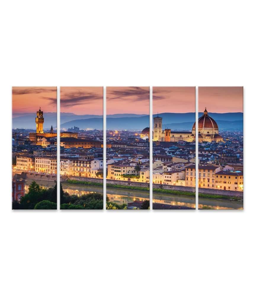 Islandburner Bild auf Leinwand Atemberaubender Sonnenuntergang über Florenz' Santa Maria Del Fiore Kathedrale Blitzverkäufe
