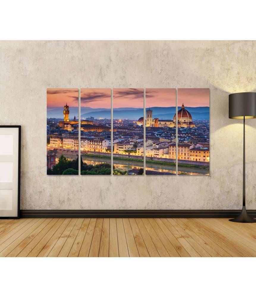 Islandburner Bild auf Leinwand Atemberaubender Sonnenuntergang über Florenz' Santa Maria Del Fiore Kathedrale Blitzverkäufe
