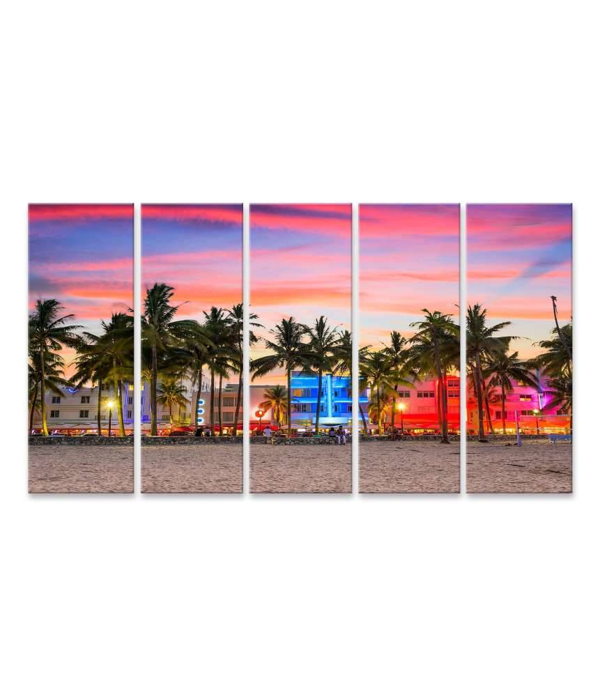 Islandburner Bild auf Leinwand Wandbild am Ocean Drive, Miami Beach, Florida, USA Kostenloser Versand