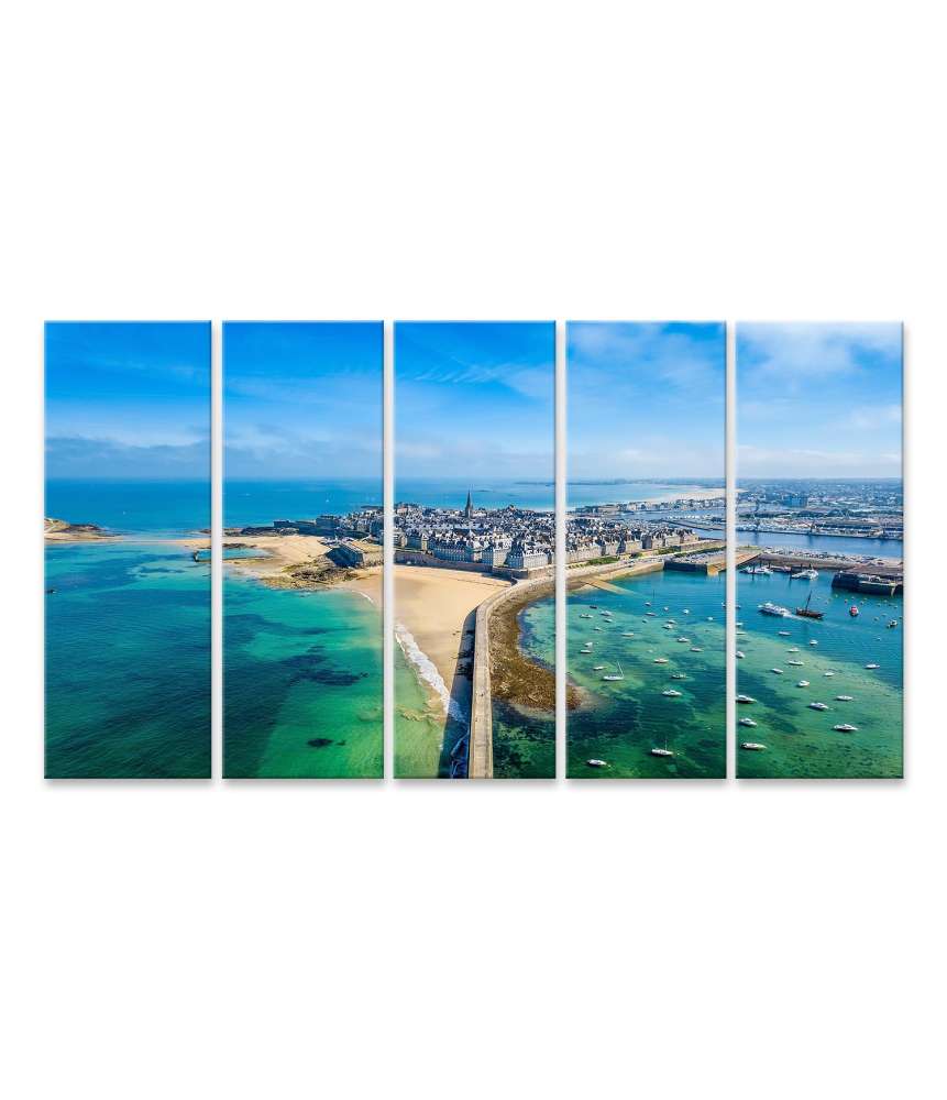 Islandburner Bild auf Leinwand Atemberaubende Luftaufnahme von Saint Malo, Bretagne, Frankreich