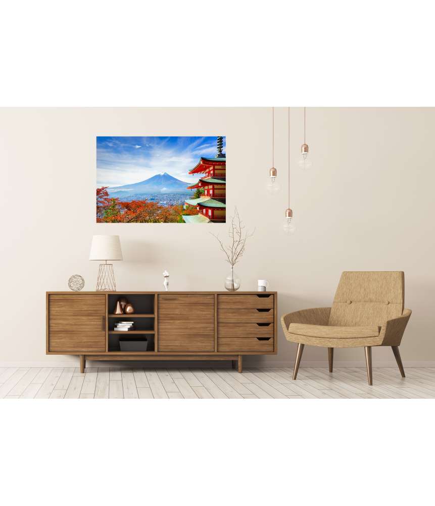Islandburner Premium Poster Herbstlicher Blick auf Berg Fuji und Chureito Pagode, Fujiyoshida, Japan Cyber Monday