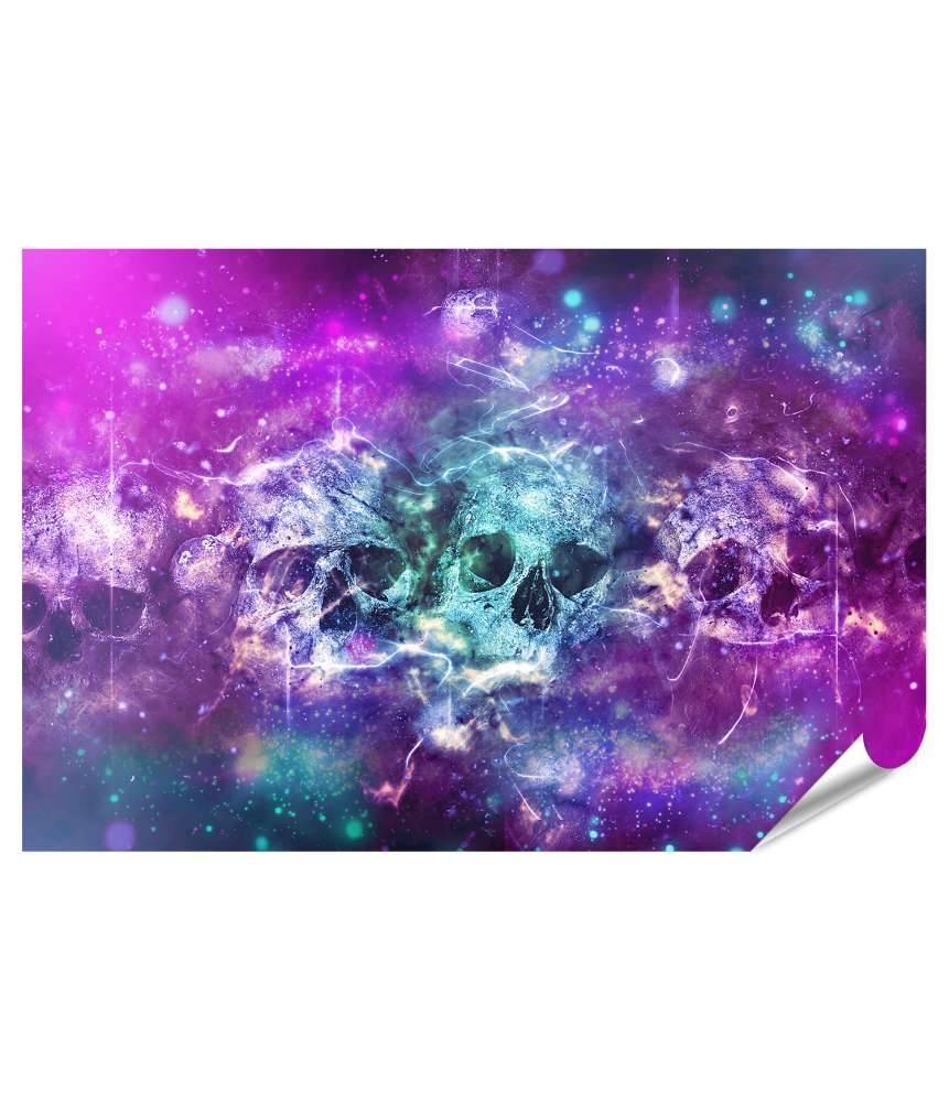 Islandburner Premium Poster Wandbild: Totenkopf-Schädel vor rauchigem Hintergrund Weihnachtsangebot
