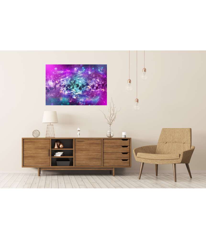 Islandburner Premium Poster Wandbild: Totenkopf-Schädel vor rauchigem Hintergrund Weihnachtsangebot