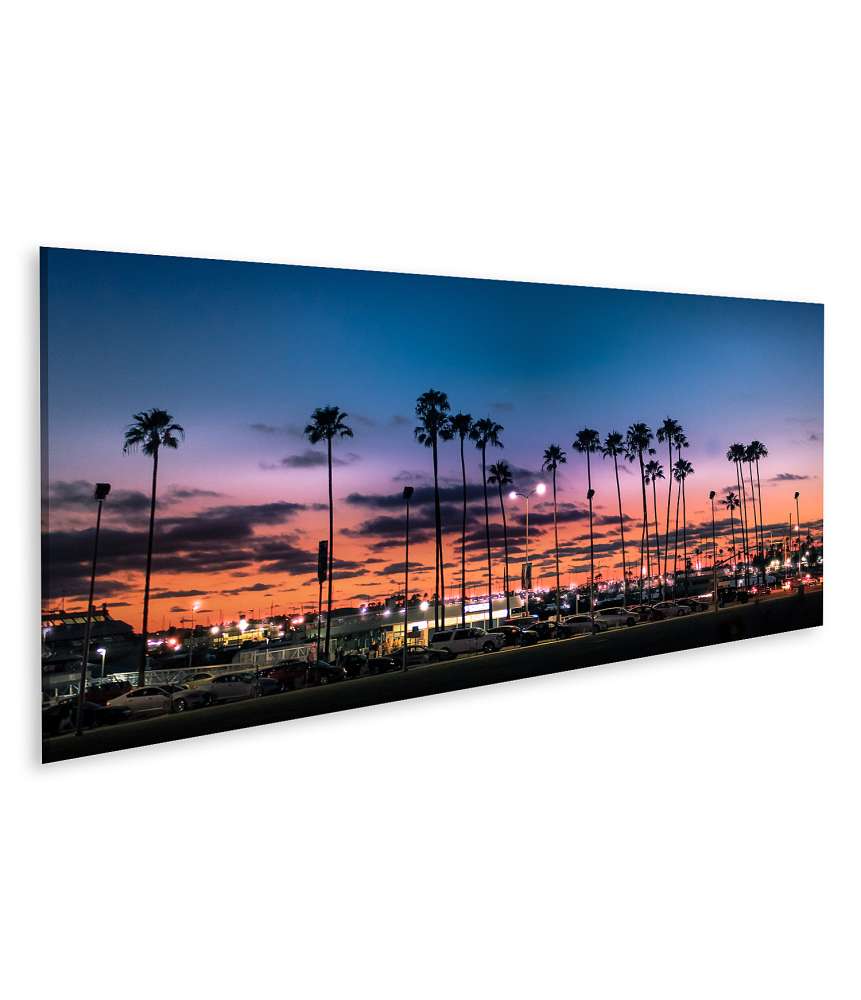Islandburner Bild auf Leinwand Atemberaubender Sonnenuntergang über Palmen in Tampa, Florida Lagerräumung