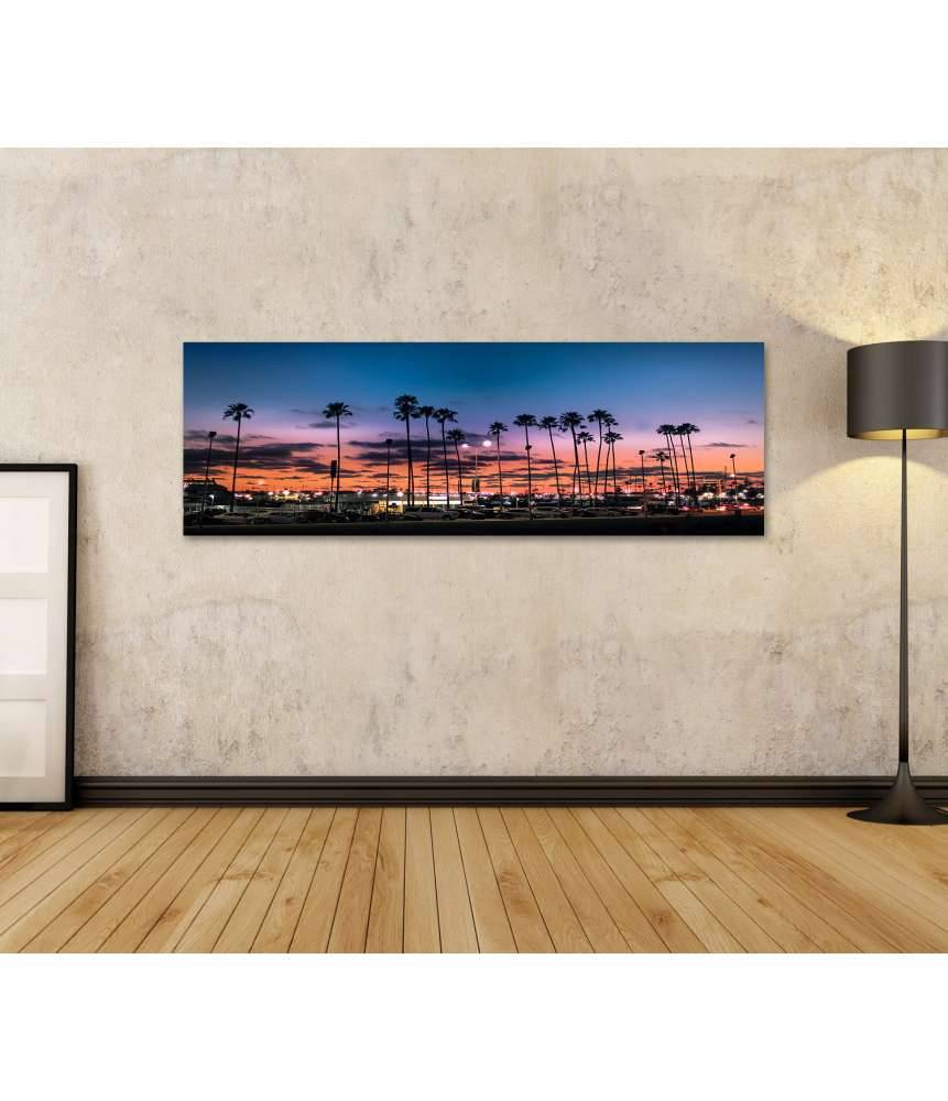 Islandburner Bild auf Leinwand Atemberaubender Sonnenuntergang über Palmen in Tampa, Florida Lagerräumung
