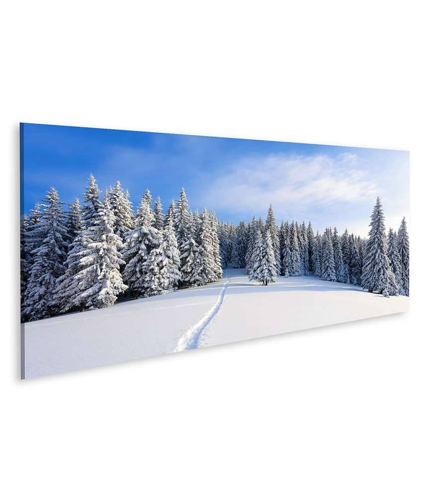 Islandburner Bild auf Leinwand Malerische Winterlandschaft mit prächtigen, schneebedeckten Bäumen