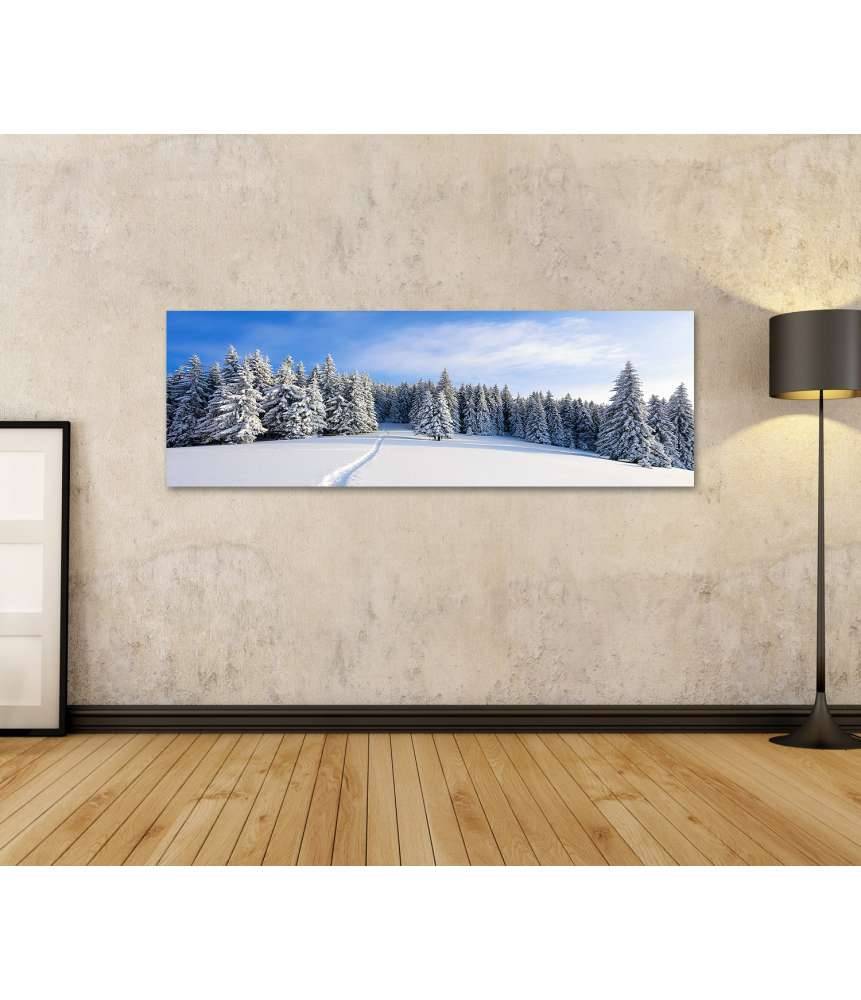 Islandburner Bild auf Leinwand Malerische Winterlandschaft mit prächtigen, schneebedeckten Bäumen Heißer Verkauf