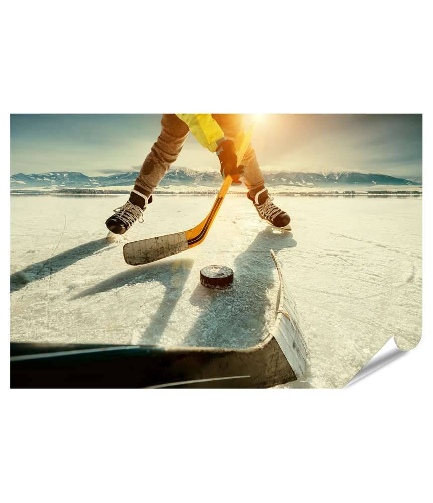 Islandburner Premium Poster Dynamisches Wandbild eines intensiven Eishockeyspiels Neuheiten