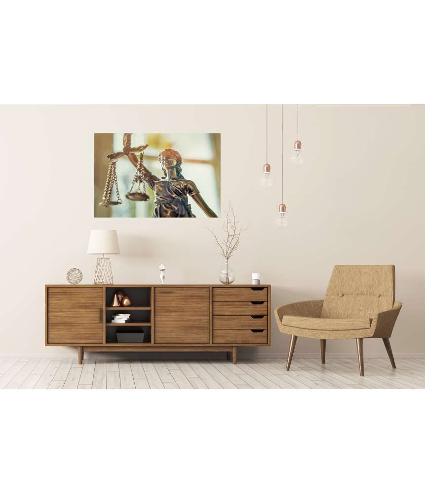 Islandburner Premium Poster Statue der Gerechtigkeit, bekannt als Lady Justice oder Iustitia Justitia Riesige Ersparnisse