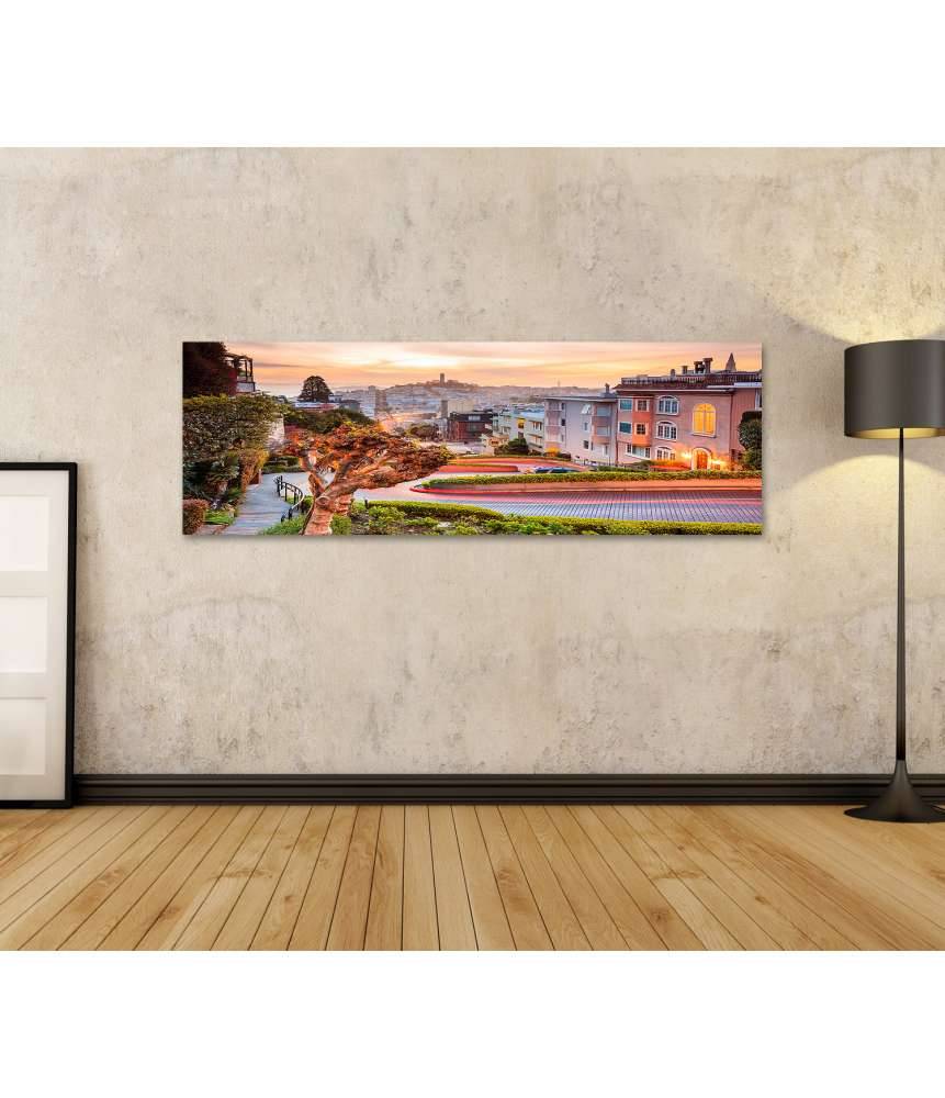 Islandburner Bild auf Leinwand Berühmte Lombard Street in San Francisco während des Sonnenaufgangs Wochenangebot