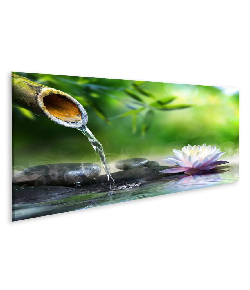 Islandburner Bild auf Leinwand Zen-Garten mit Massagesteinen und Seerose auf Wandbild Kostenlose Rückgabe