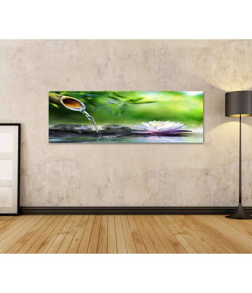 Islandburner Bild auf Leinwand Zen-Garten mit Massagesteinen und Seerose auf Wandbild Kostenlose Rückgabe