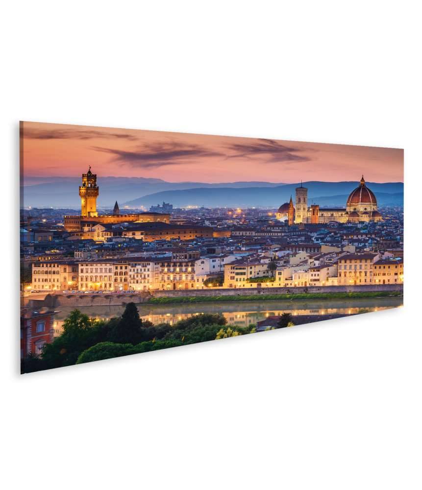 Islandburner Bild auf Leinwand Atemberaubender Sonnenuntergang über Florenz' Santa Maria Del Fiore Kathedrale Letzter Tag
