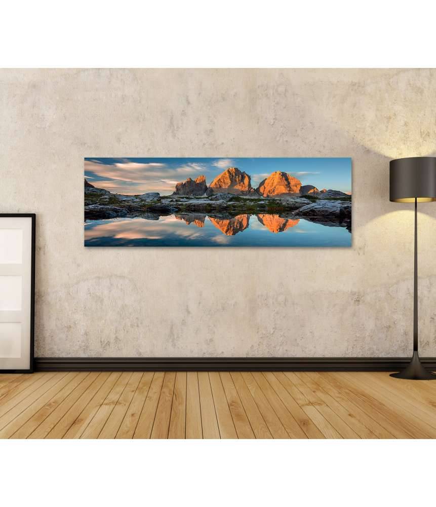 Islandburner Bild auf Leinwand Sonnenuntergang über dem Tre Cime Di Lavaredo See in den Dolomiten Bis zu 50% Rabatt
