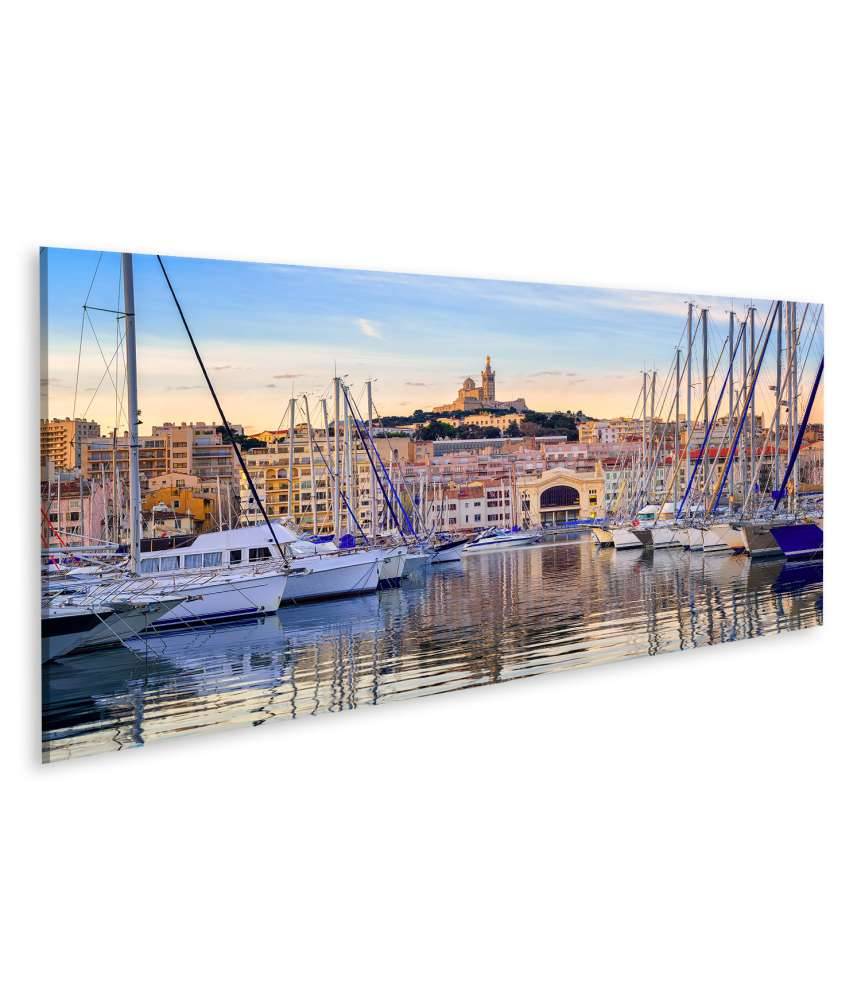 Islandburner Bild auf Leinwand Yachten im Alten Vieux Port von Marseille unter der Kathedrale Notre-Dame Bis zu 60% Rabatt
