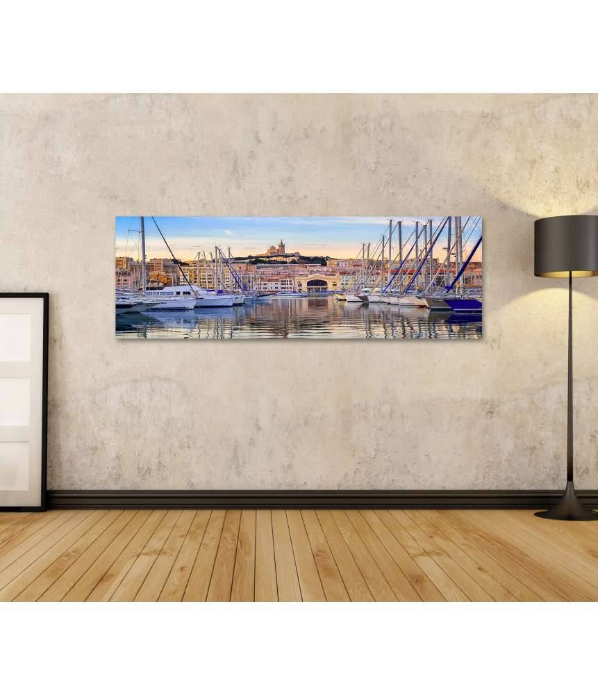 Islandburner Bild auf Leinwand Yachten im Alten Vieux Port von Marseille unter der Kathedrale Notre-Dame Bis zu 60% Rabatt