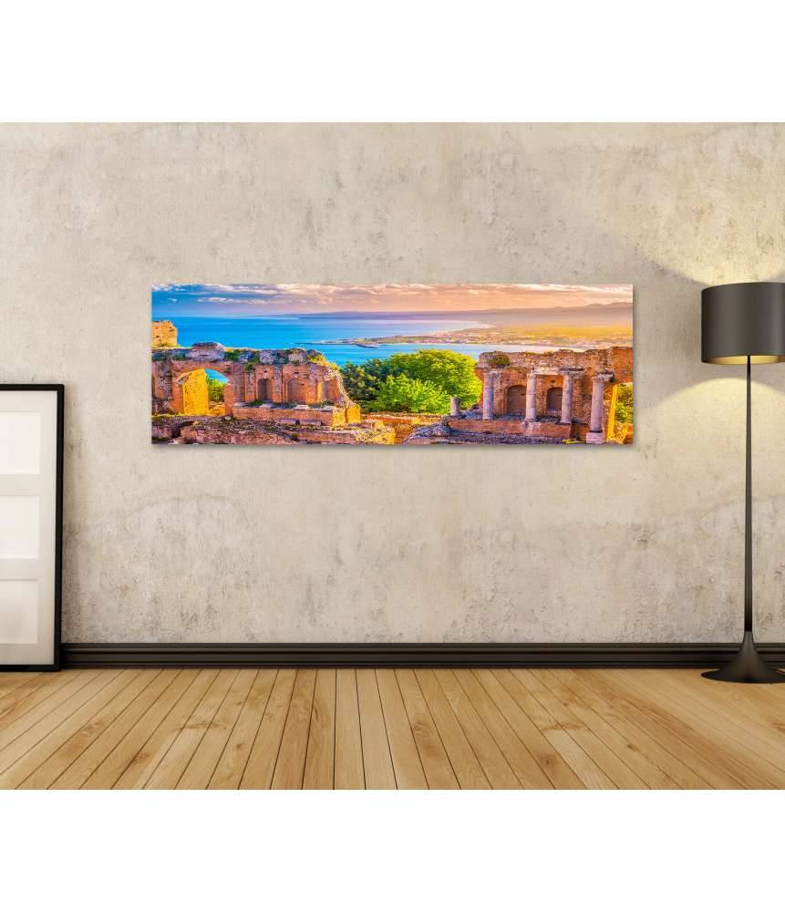 Islandburner Bild auf Leinwand Schönes Reisefoto von Taormina-Theaterruinen bei Sonnenuntergang Bis zu 65% Rabatt