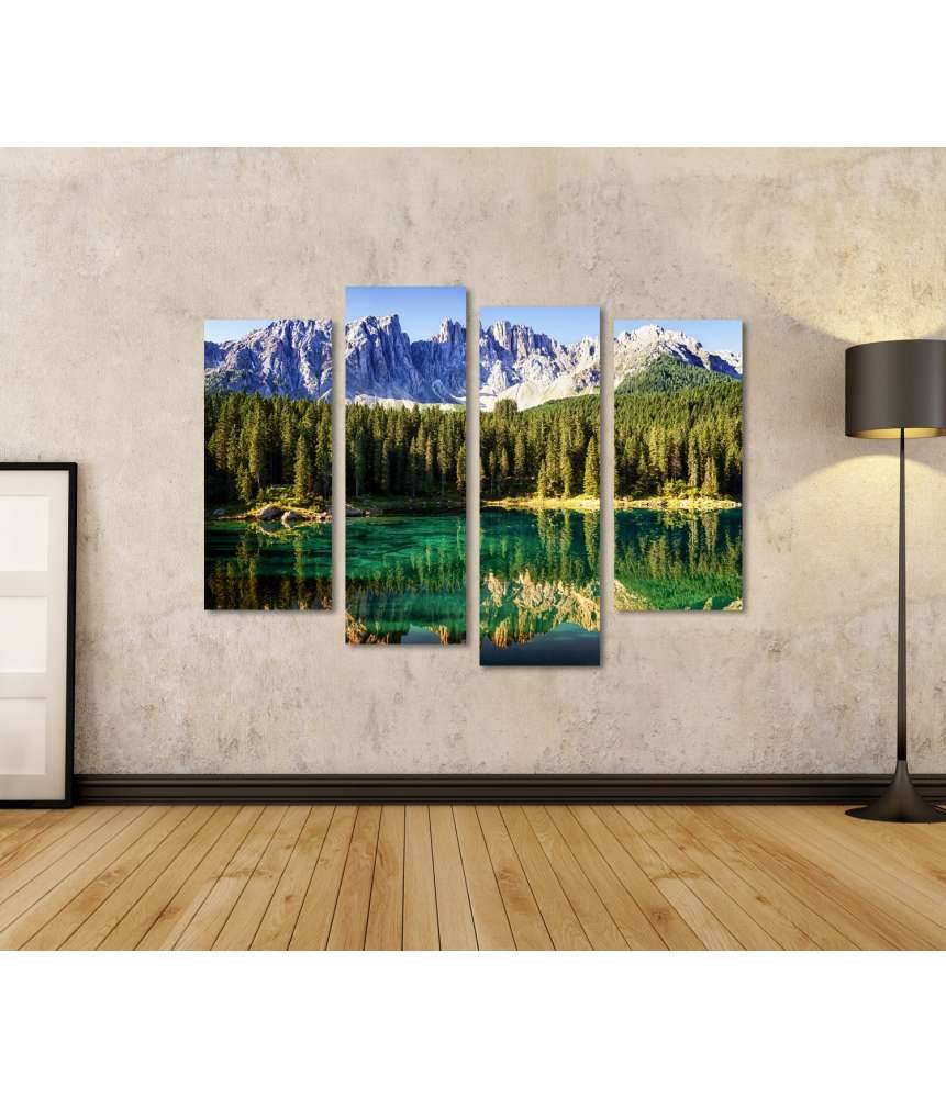 Islandburner Bild auf Leinwand Blick auf den malerischen Karersee in den italienischen Dolomiten Nur für heute